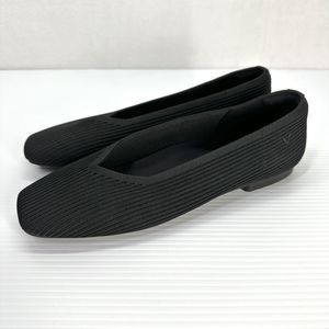 Vivaia Margot 2.0 Ballet Flat Shoe Sz 39 8 Square Knit Black Stretch Comfort